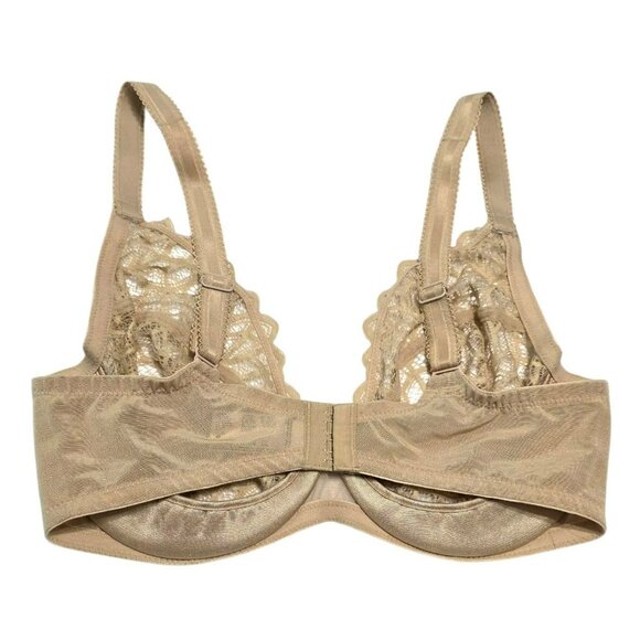 Glamorise Lace Underwire Bra 34DD Beige Nude Sheer Floral Lingerie Wonderwire - Picture 2 of 9
